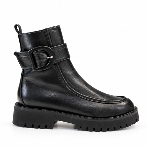 Boots en cuir noir à semelle crantée Lorenzo Masiero