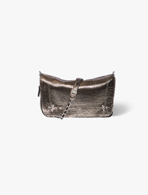 Sac Bobi S en cuir de chèvre lamé champagne – Jérôme Dreyfuss