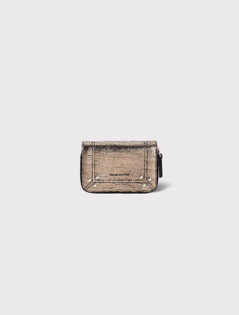 Porte-monnaie Henri en chèvre lamé Champagne – Jérôme Dreyfuss