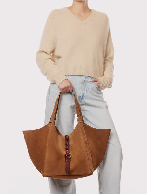 Sac Joseph M en croûte de velours caramel – Jérôme Dreyfuss