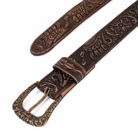 Ceinture Wyoming en cuir gravé – Mexicana